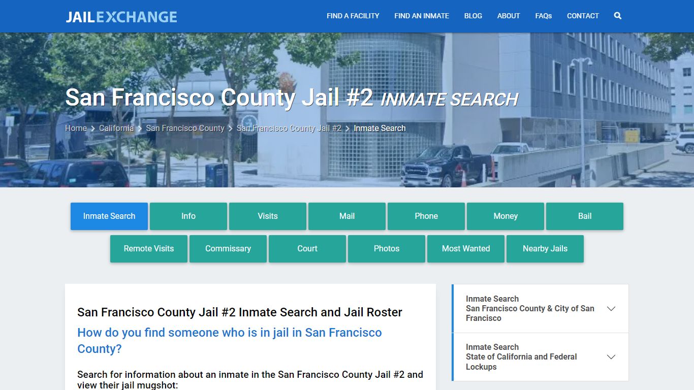 San Francisco County Jail #2 Inmate Search - Jail Exchange